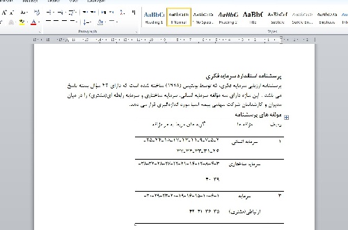 پرسشنامه استاندارد سرمایه فکری 